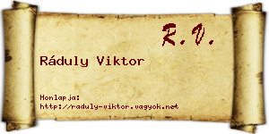 Ráduly Viktor névjegykártya